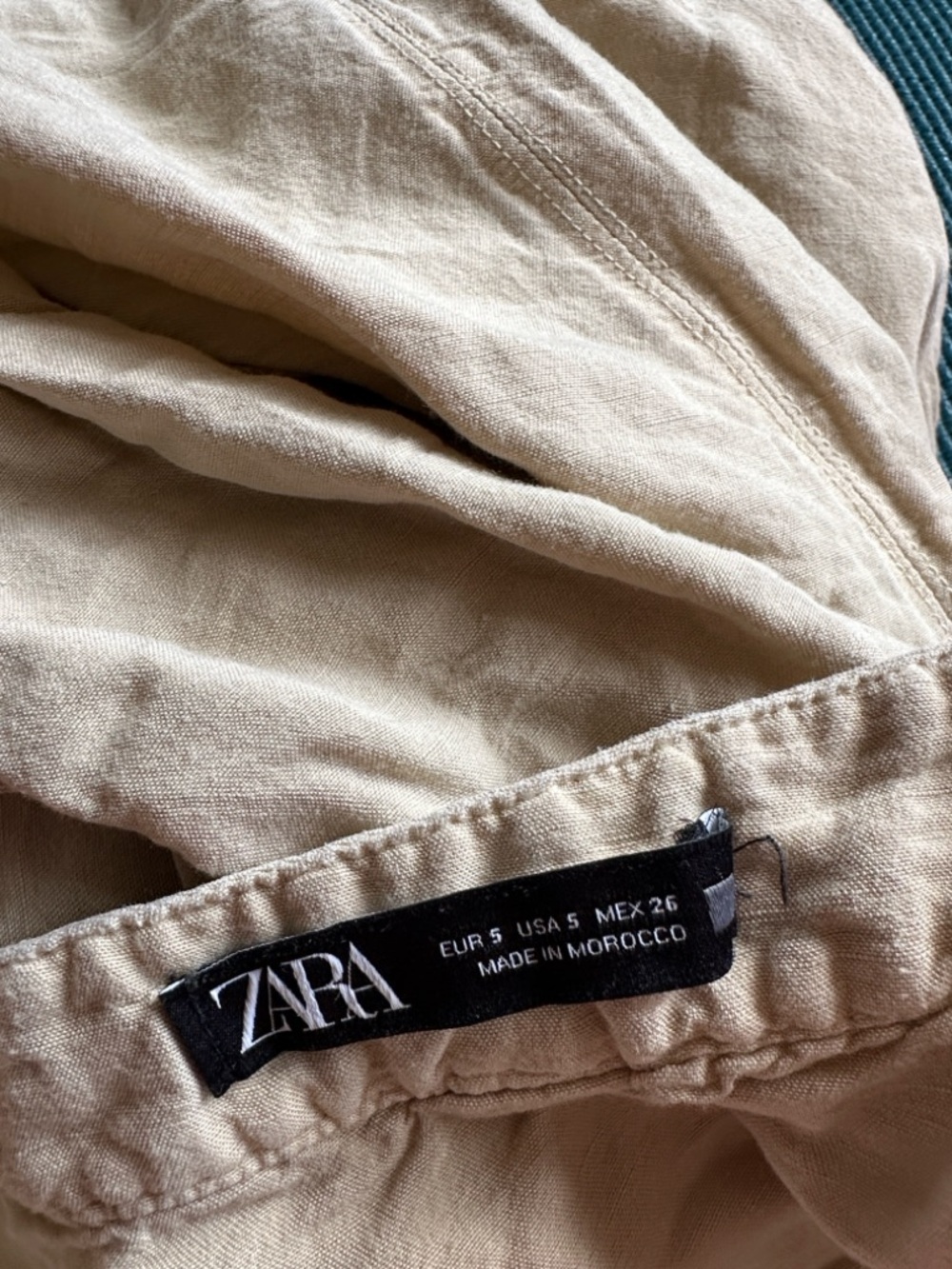 Zara Khaki Button Front Midi Skirt Small Linen Blend - Picture 5 of 7